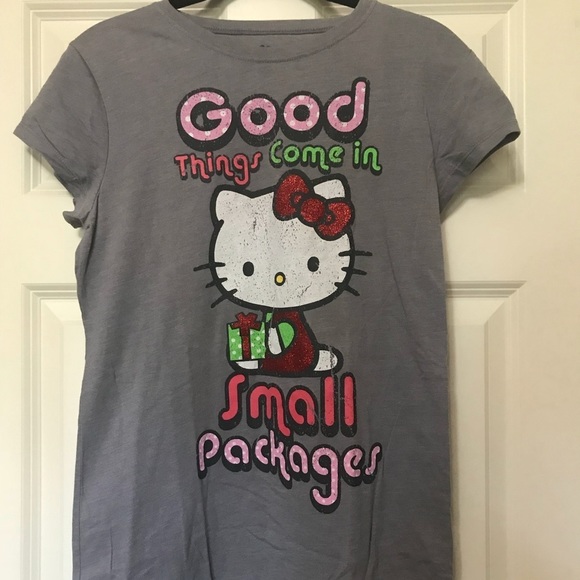 Tops Hello Kitty Christmas Distressed Graphic Fitted Tshirt Tee Shirt